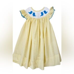 Lollipop Smocked Bluebird Seersucker Dress NWOT 18M